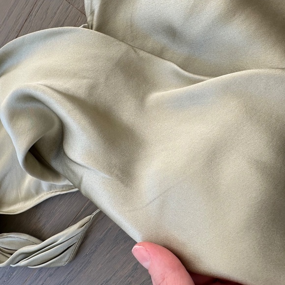 Reformation RONDA silk drape maxi dress - dried herbs sage green herb - Size 12 - Picture 10 of 13